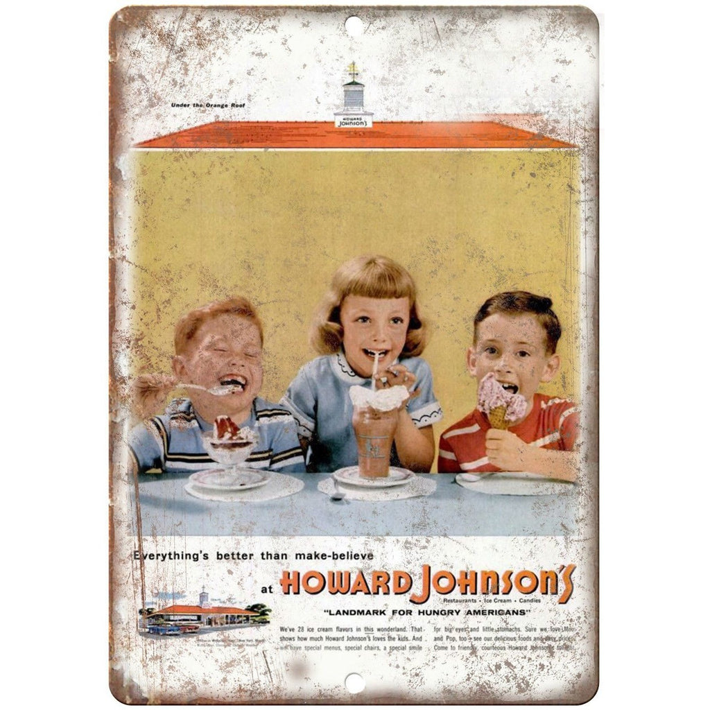 Howard Johnson's Ice Cream Hungry Americans 10"X7" Reproduction Metal Sign N183