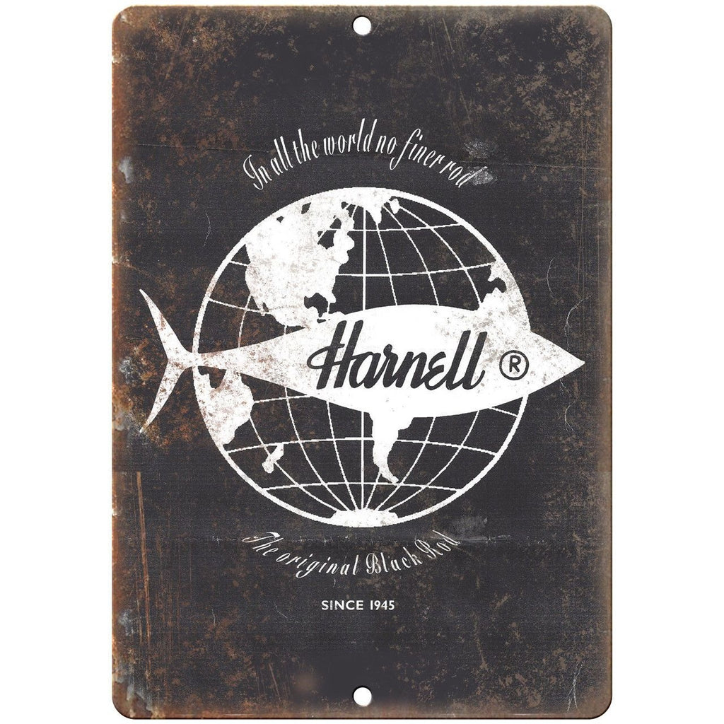 Harnell Fishing Reel Logo Since 1945 10'" x 7" reproduction metal sign