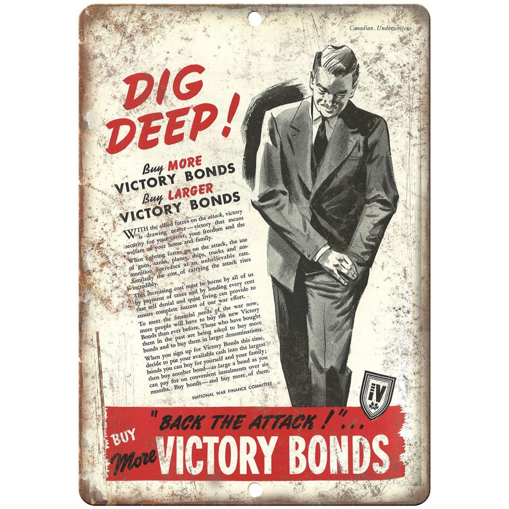 Vcitory Bonds National War Finance Committee 10"x7" Reproduction Metal Sign M41