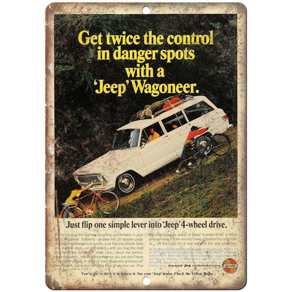 Jeep Wagoneer Kaiser 4Wheel Drive Ad 10" x 7" Reproduction Metal Sign A81