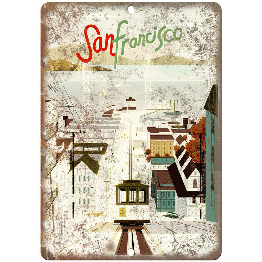 San Francisco Vintage Travel Poster Art 9" x 12" Reproduction Metal Sign T21