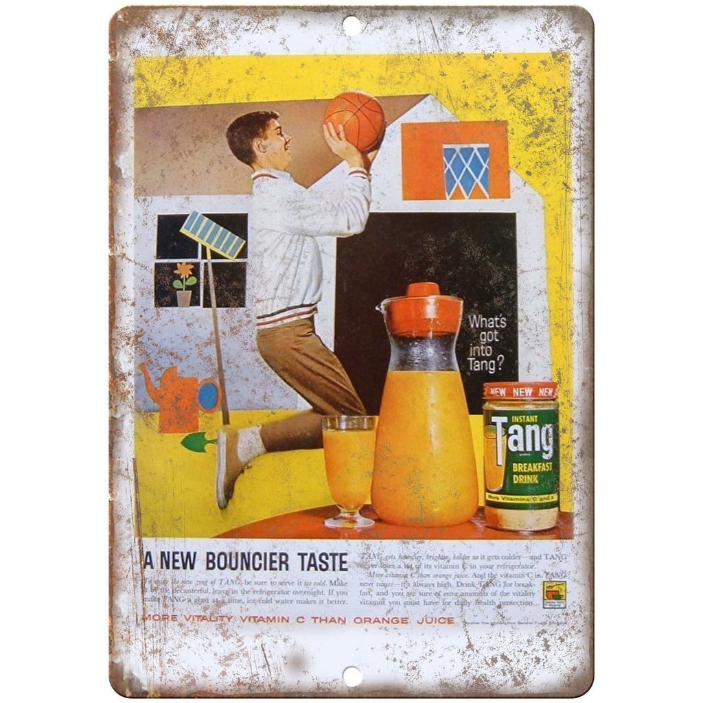 Tang Instant Breakfast Drink Orange Juice Ad 10"X7" Reproduction Metal Sign N144