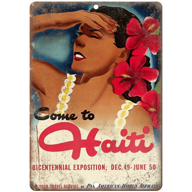 Haiti vintage travel advertisment 10" x 7" reproduction metal sign