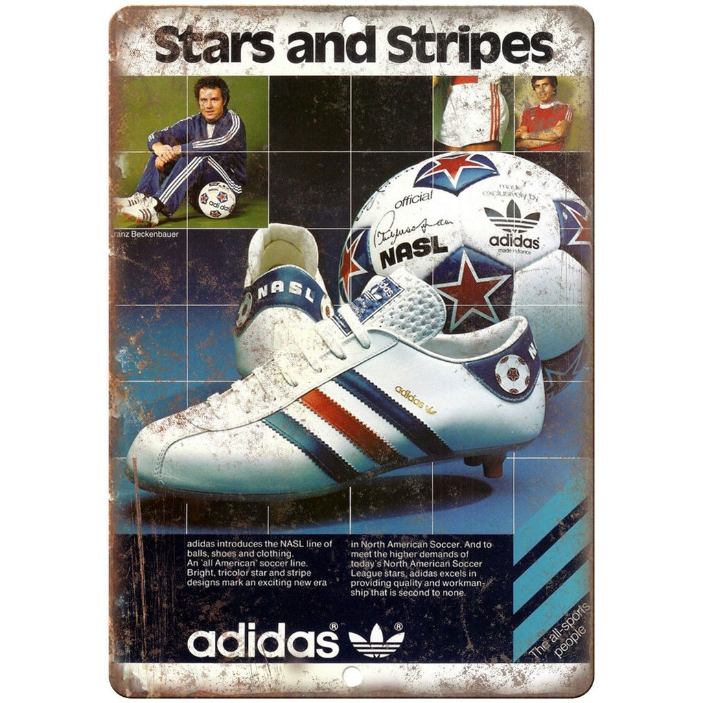 Adidas Stars and Stripes Soccer Cleates 10" X 7" Reproduction Metal Sign ZE35