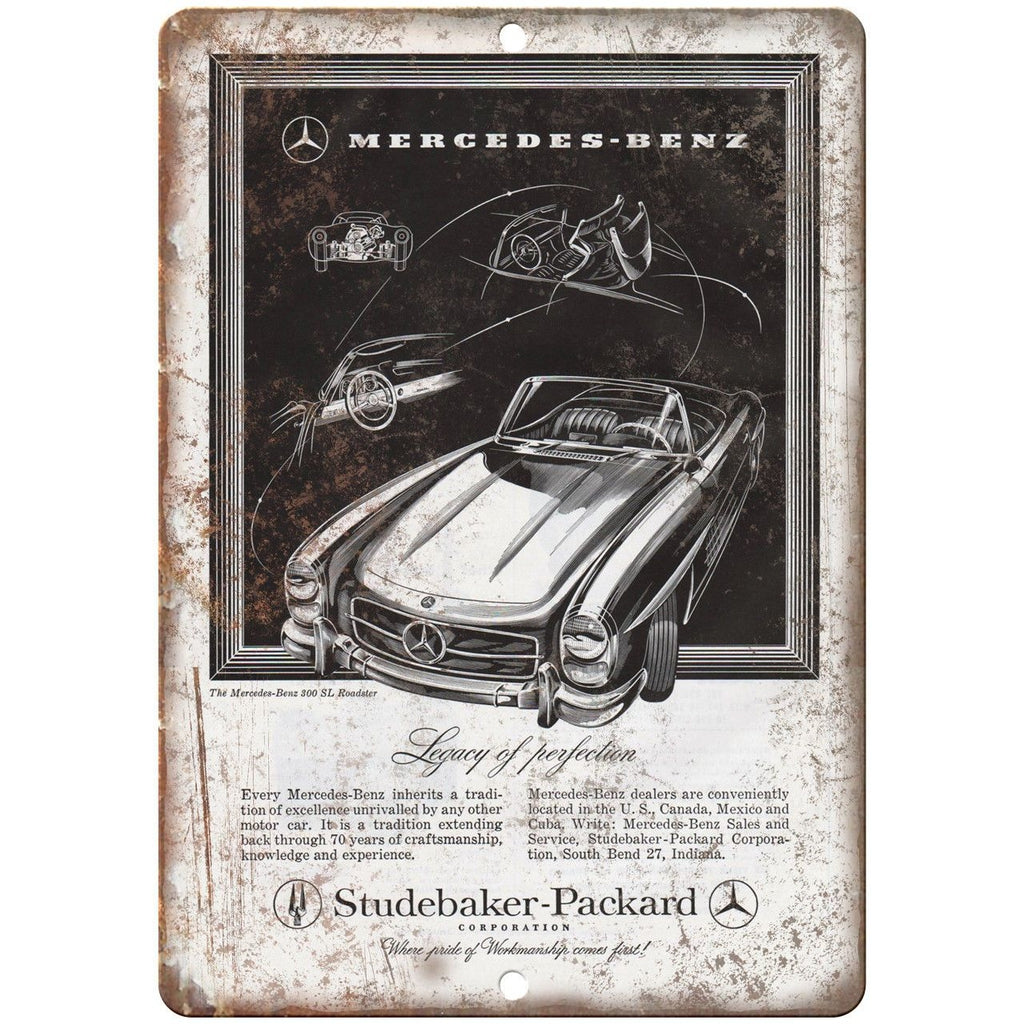 Studebaker Packard Mercedes 300 Sl Roadster 10"x7" Reproduction Metal Sign A290