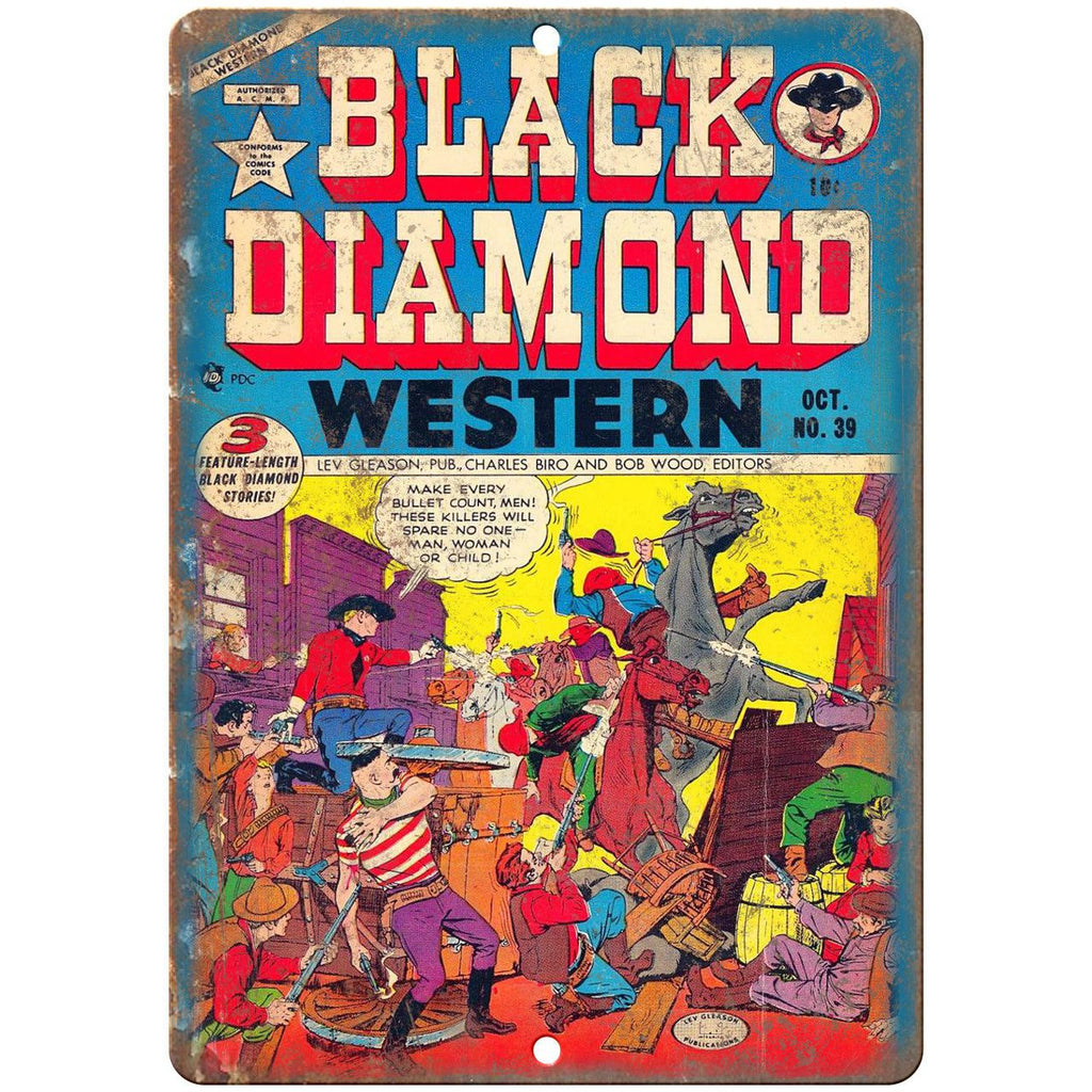 Black Diamond Western No 39 Comic Book Art 10" x 7" Reproduction Metal Sign J582
