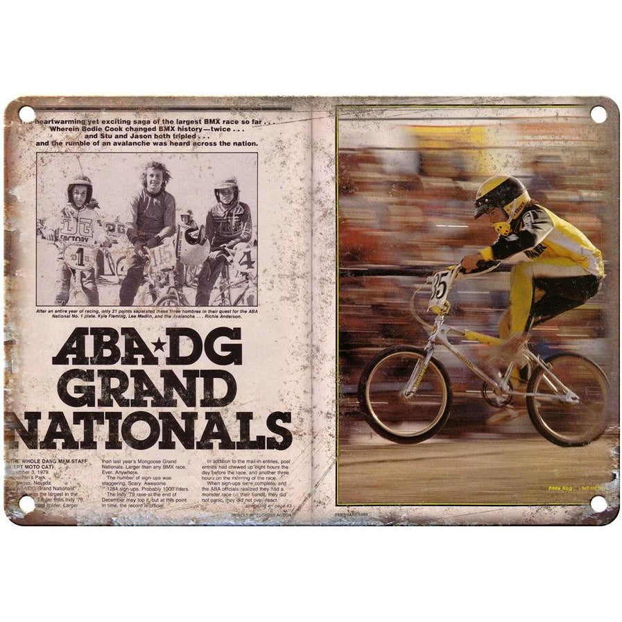 BMX ABA D Grand Nationals Bodie Cook 10" x 7" Reproduction Metal Sign B95