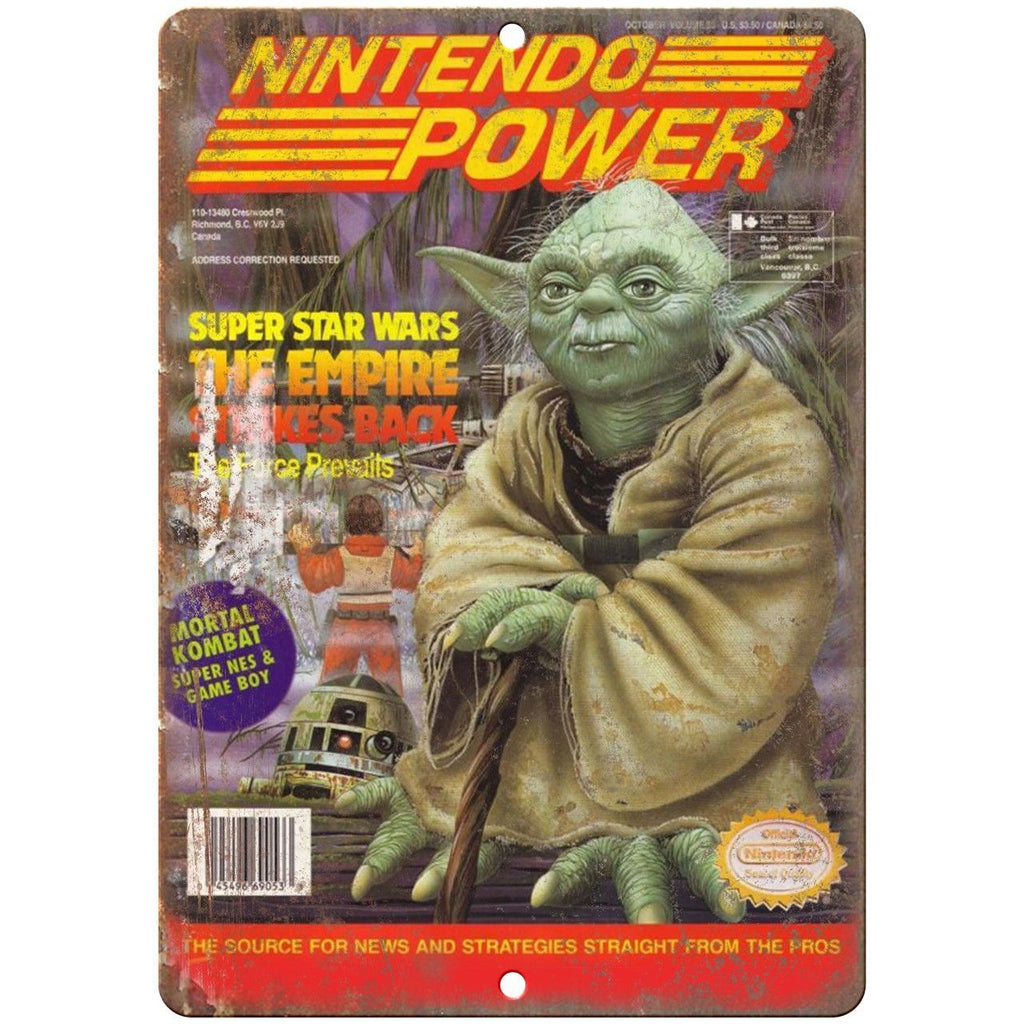 Nintendo Power Empire Strikes Back Yoda NES 10" X 7" Reproduction Metal Sign G32