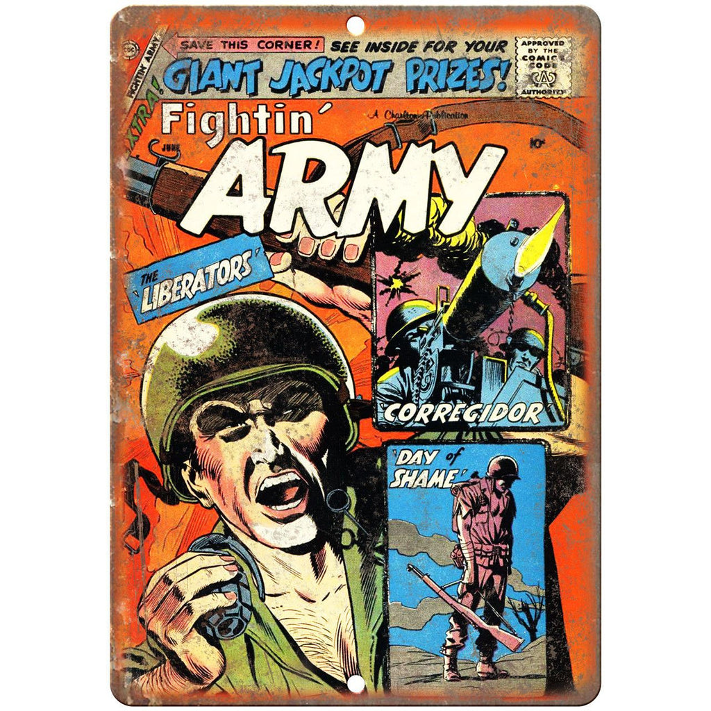 Fightin' Army June Comic Book Cover Ad 9" x 12" Reproduction Metal Sign J600