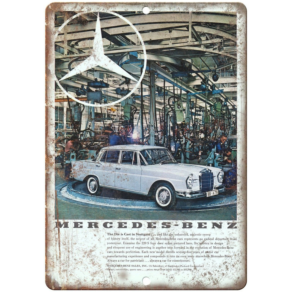 Mercedes Benz 220S Vintage Auto Ad 10" x 7" Reproduction Metal Sign A296