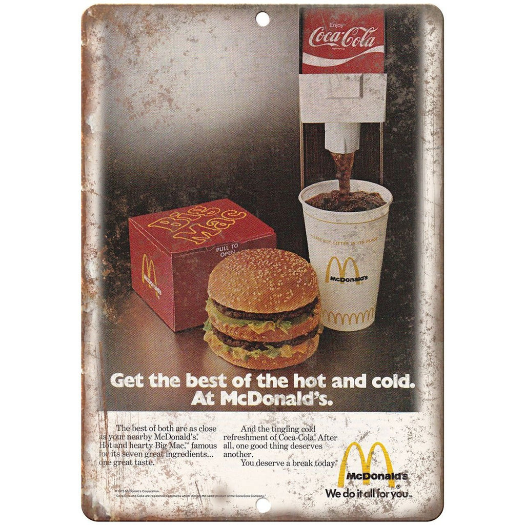 McDonald's Big Mac Coke Vintage Ad 10" X 7" Reproduction Metal Sign N161