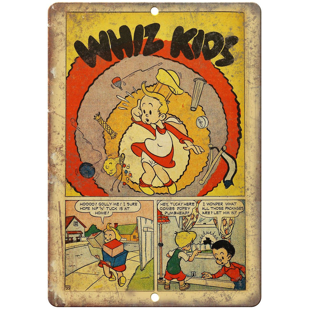 Whiz Kids Comic Strip Vintage Ad 10" x 7" Reproduction Metal Sign J550