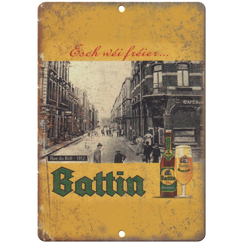 Battin European Vintage Beer Ad 10" x 7" Reproduction Metal Sign E255