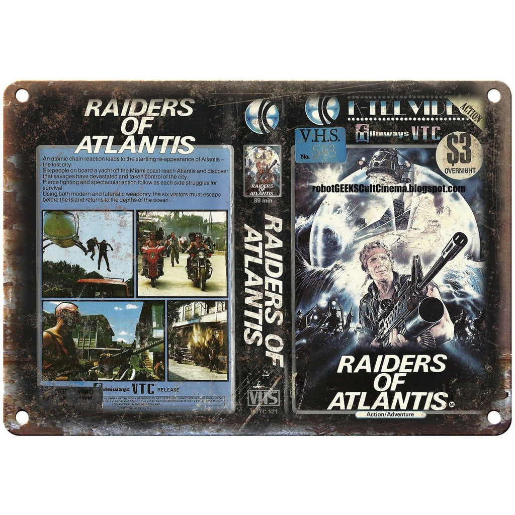 Raiders of Atlantis Filmways VTC VHS Art 10" X 7" Reproduction Metal Sign V05