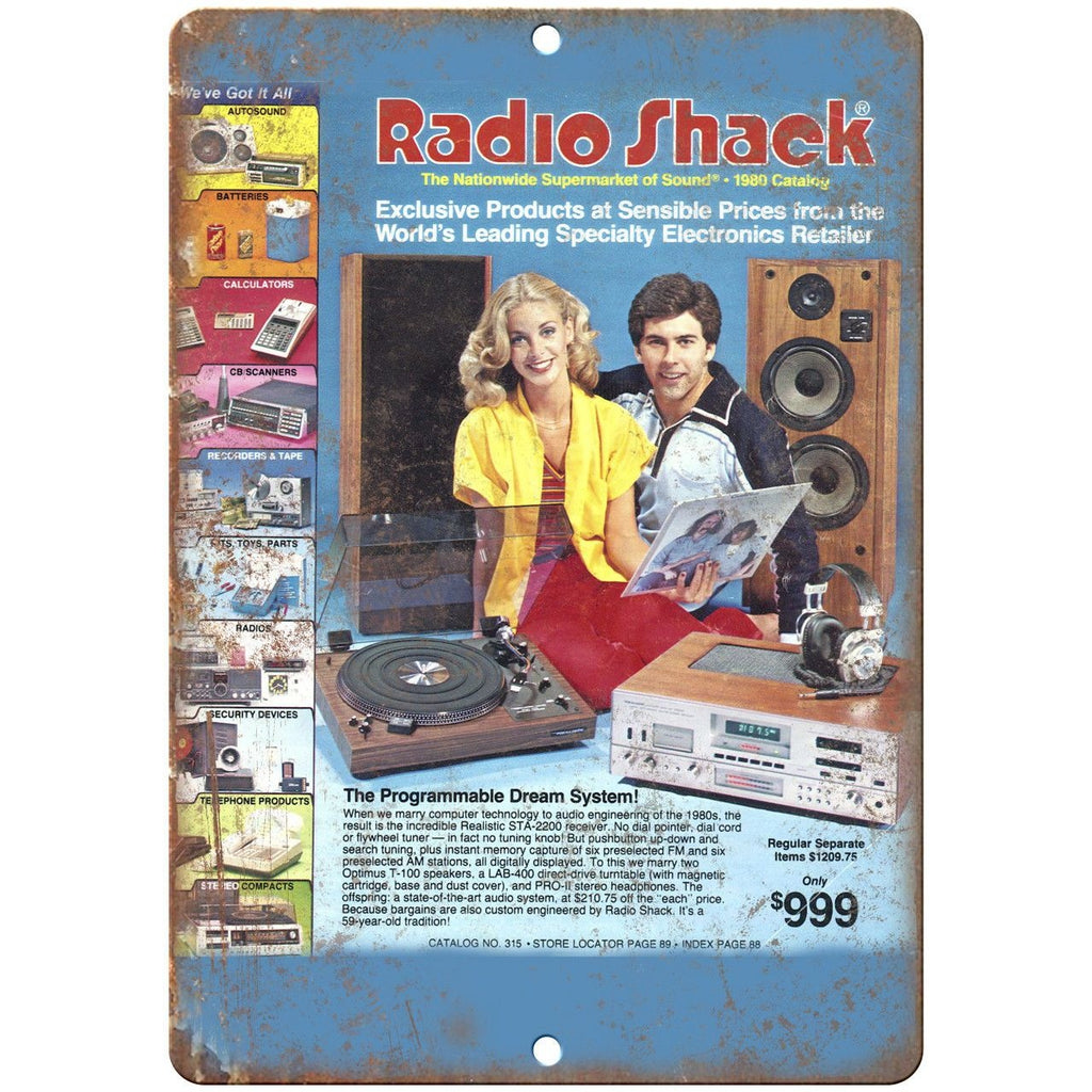 Radio Shack 1980 Electronics Catalog Cover 10" x 7" Reproduction Metal Sign D35