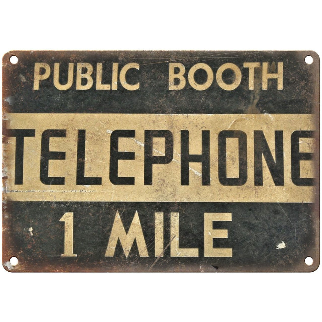 Porcelain Look Public Telephone Booth 10" x 7" Retro Look Metal Sign