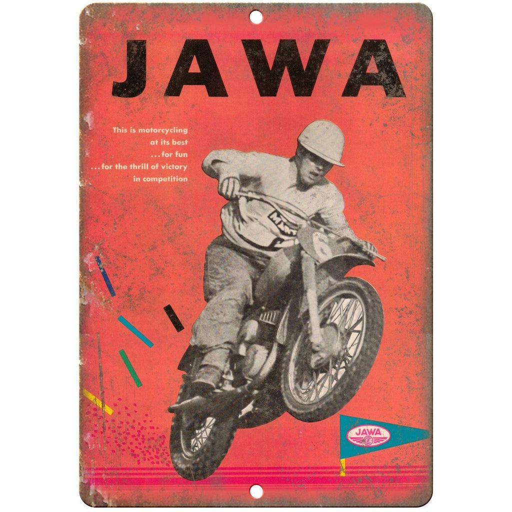 JAWA Motorcycle Vintage Ad Racing 10" x 7" Reproduction Metal Sign A481