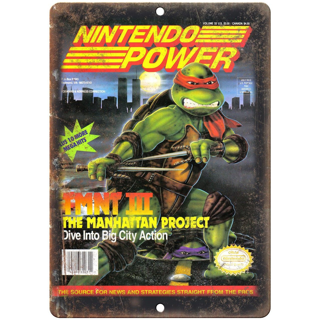 Nintendo Power Ninja Turtle Manhattan Project 10"X7" Reproduction Metal Sign G25
