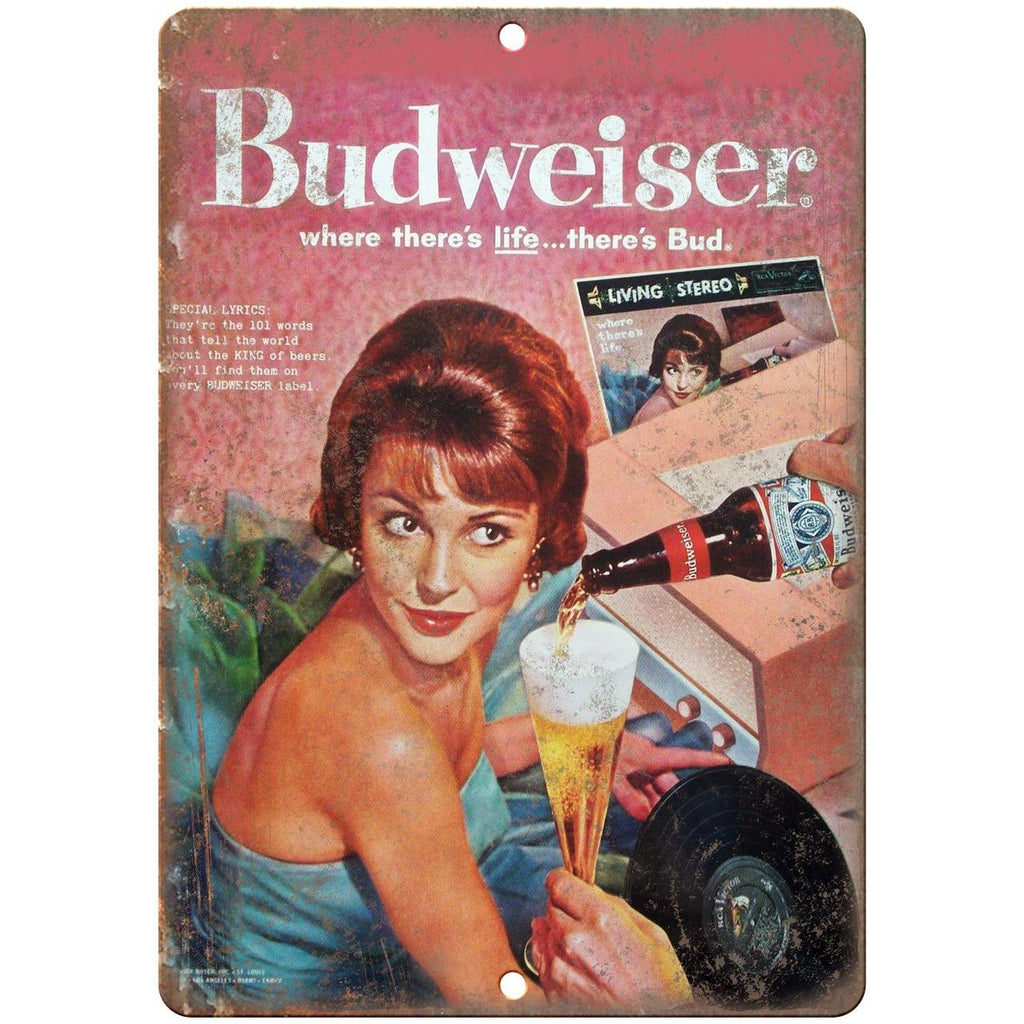 Budweiser Beer Vintage RCA Record Ad 10" x 7" Reproduction Metal Sign E397