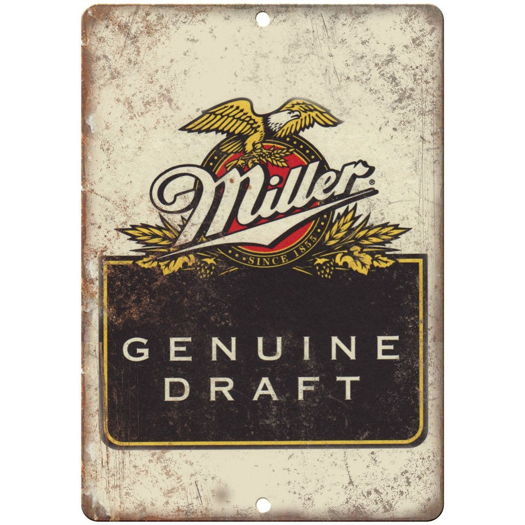 Genuine Miller Draft Vintage Beer Ad 10" X 7" Reproduction Metal Sign E186