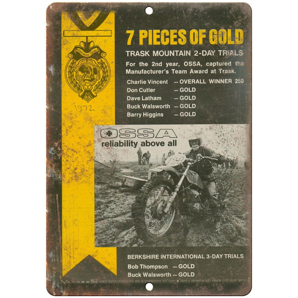 Berkshire International OSSA Motorcycle Ad 10" x 7" Reproduction Metal Sign A385
