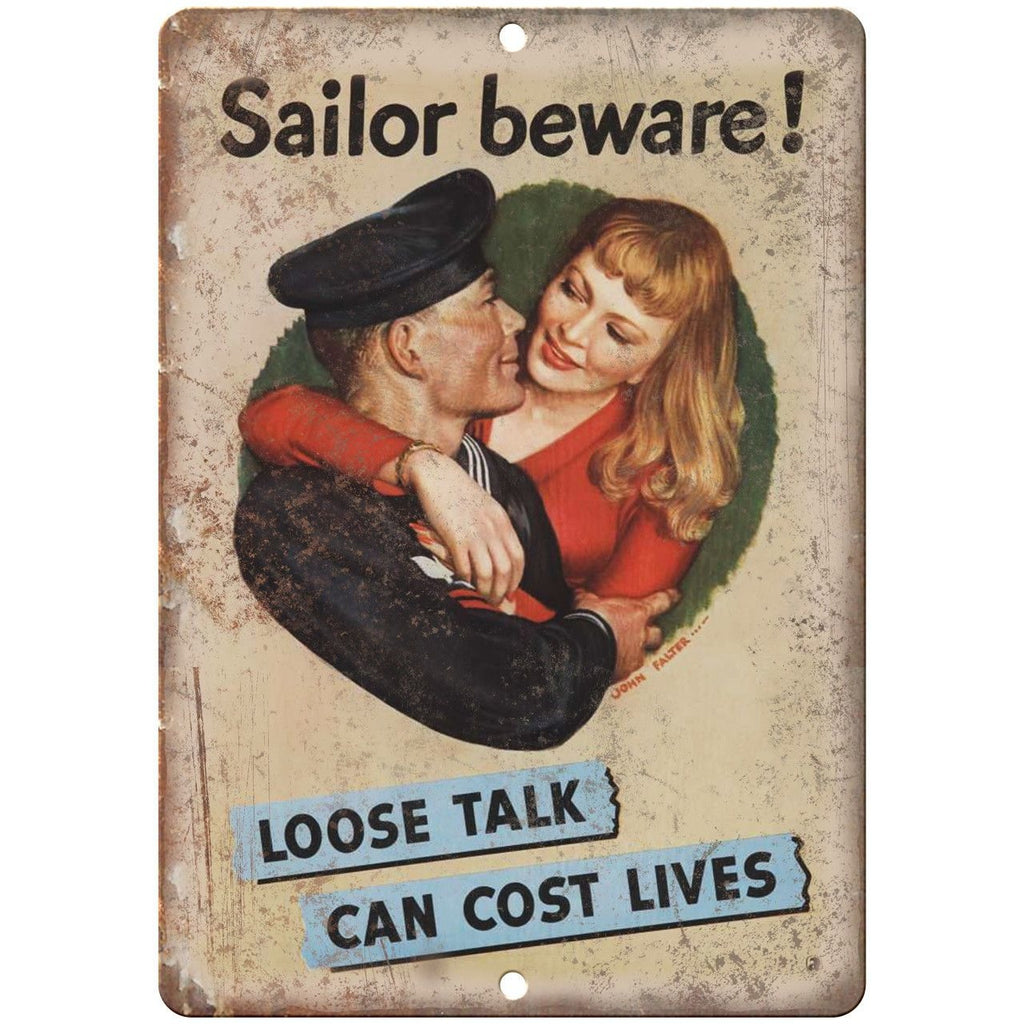 Sailor Beware Loose Talk Cost Lives Poster 10" x 7" Reproduction Metal Sign M38