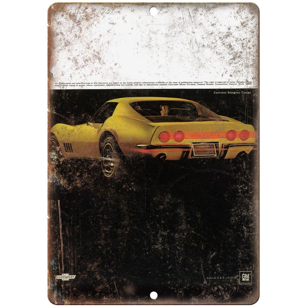 1969 Chevy Corvette Chevrolet Ad 10" x 7" Vintage Look Reproduction Metal Sign