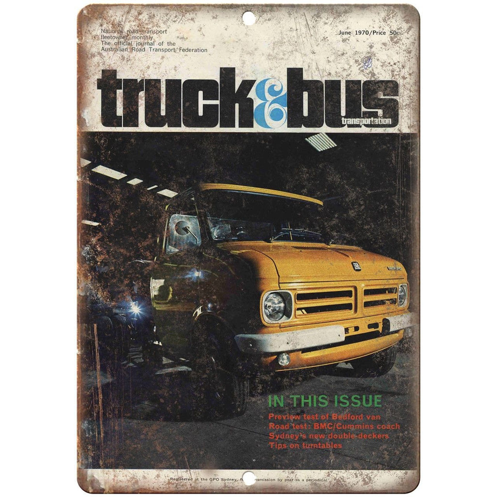1970 Truck & Bus Transportation Cover 10" x 7" Reproduction Metal Sign A163