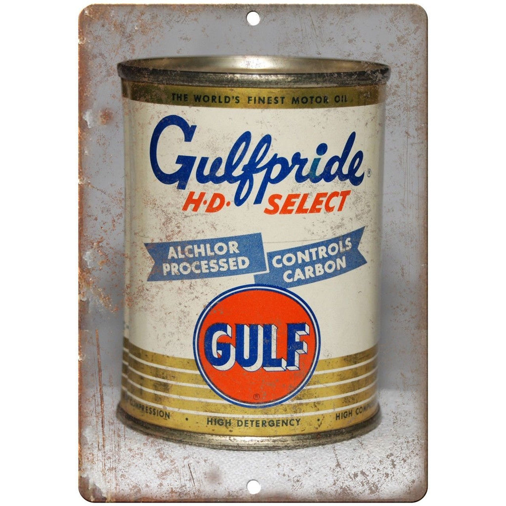 Gulf Motor Oil Gulfpride HD Select Retro Can 10"x7" Reproduction Metal Sign A12