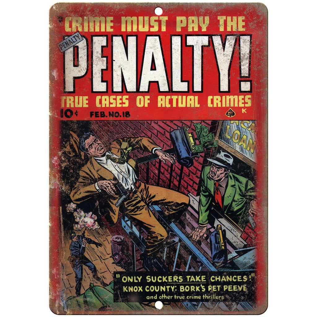 Penalty! Ace Comics Vintage Comic Art 10" X 7" Reproduction Metal Sign J321