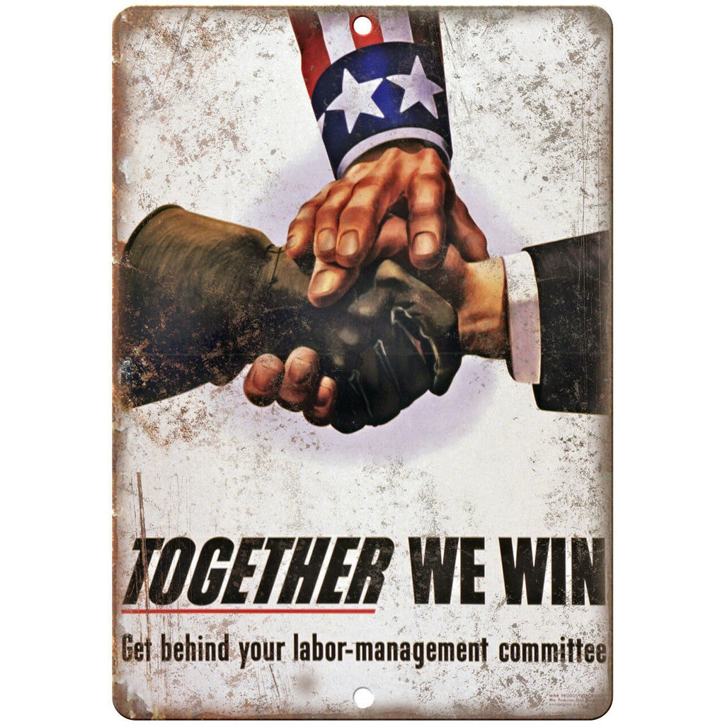 Together We Win Labor Committee Poster 10" x 7" Reproduction Metal Sign M65