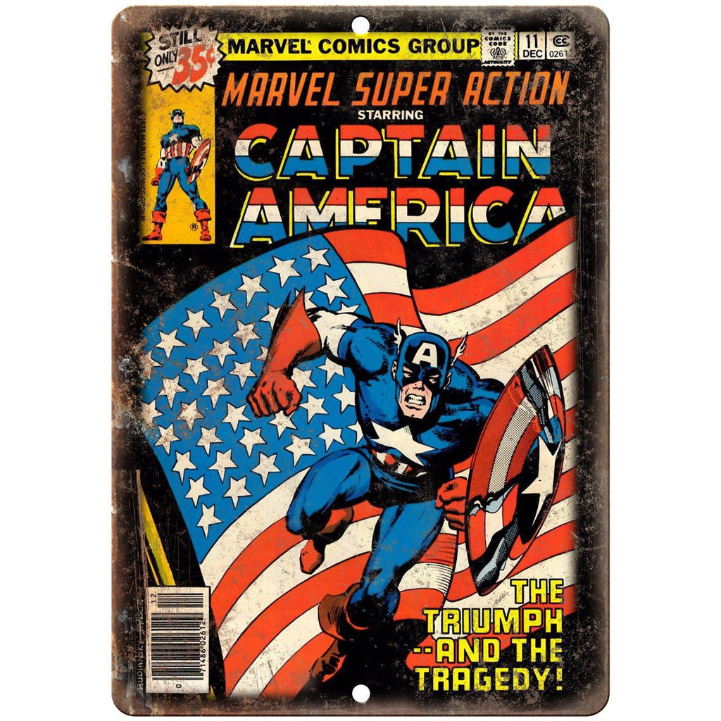 Marvel Captain America Comic Book Cover 10" x 7" Reproduction Metal Sign J705