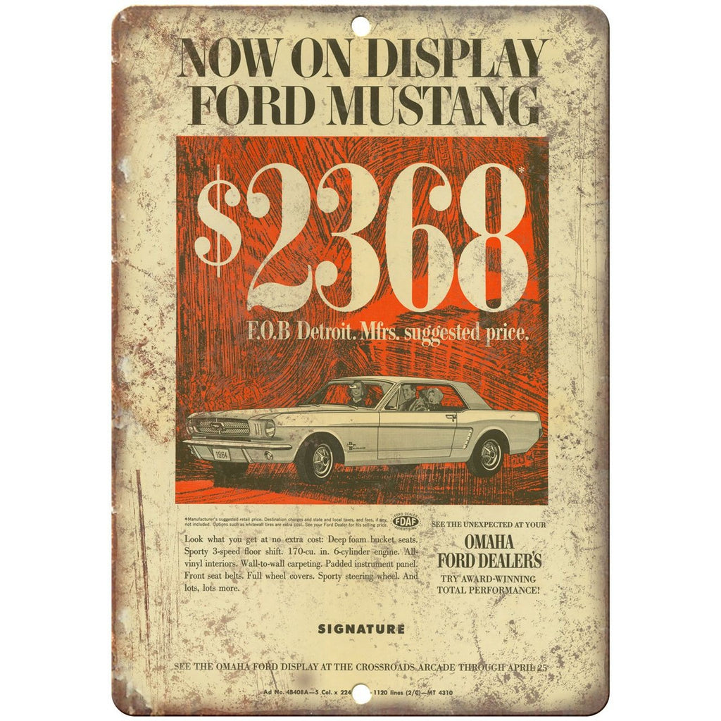 1965 - Ford Mustang Dealer Sales Flyer - 10" x 7" Retro Look Metal Sign