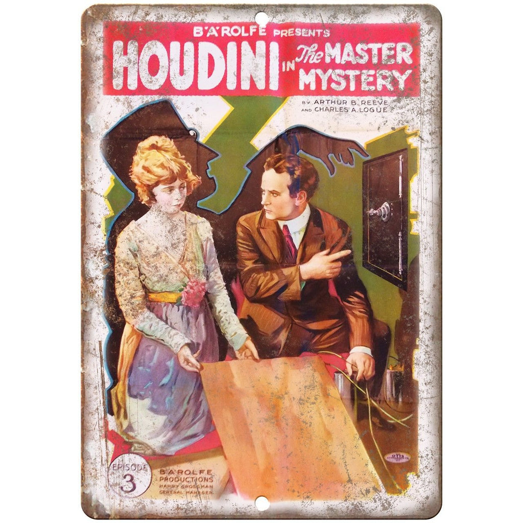 Houdini The Master Mystery Magician 10" X 7" Reproduction Metal Sign ZH173
