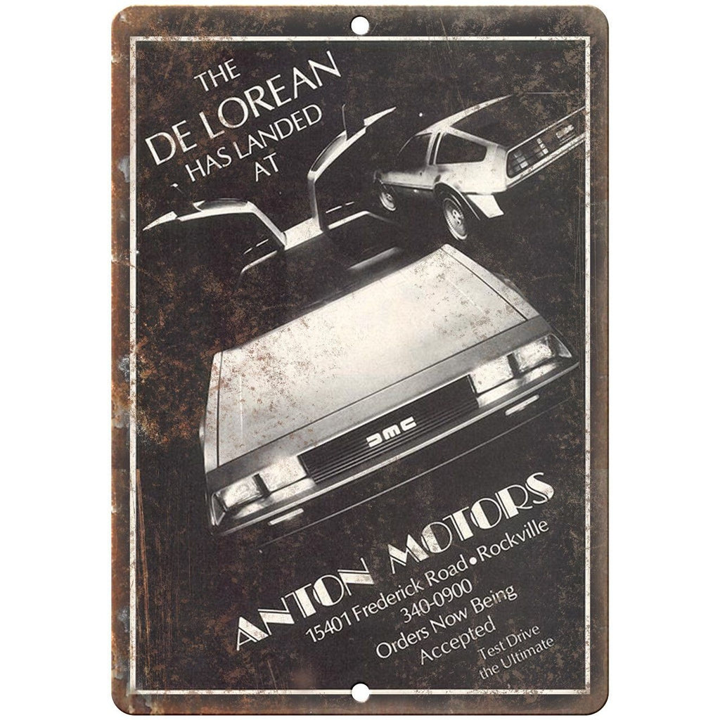 DMC DeLorean Anton Motors Vintage Sales Sheet - 10" x 7" Retro Look Metal Sign