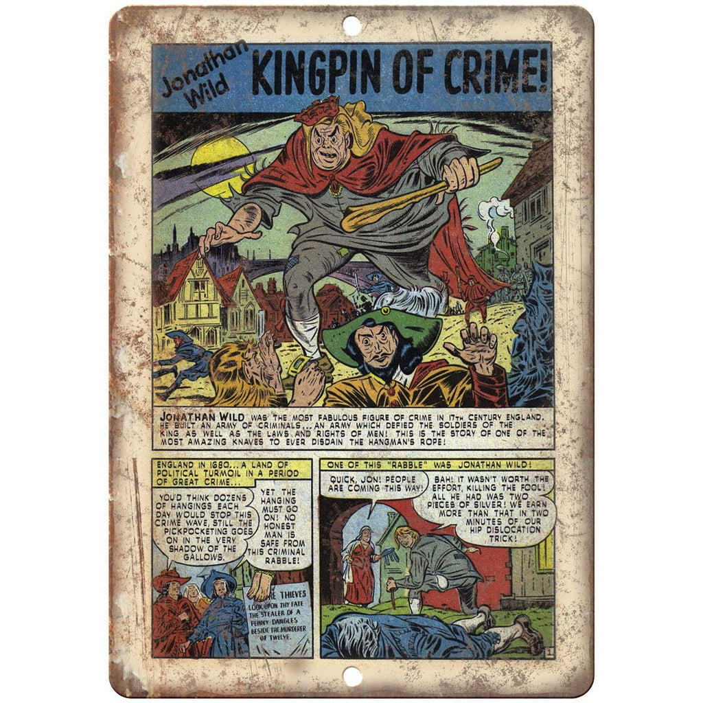 Kingpin of Crime Jonathan Wild Comic Book 10" X 7" Reproduction Metal Sign J303