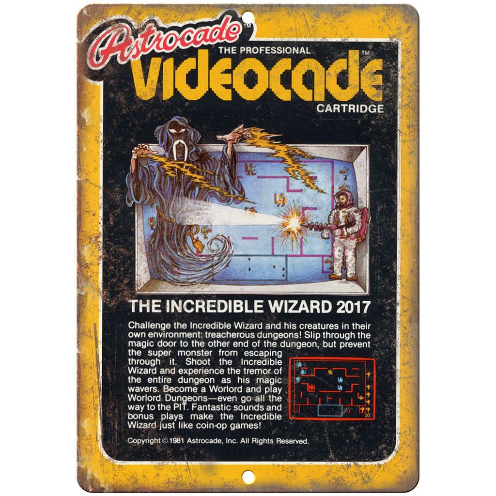 Astrocade Videocade Cartridge Wizard 2017 10" x 7" Reproduction Metal Sign G178