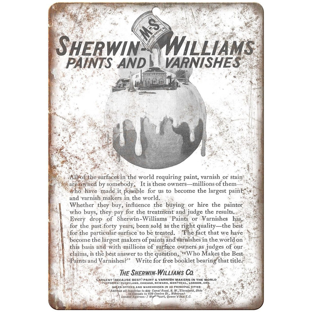 Sherwin Williams Pints and Varnishes Co. Ad 10" X 7" Reproduction Metal Sign Z73