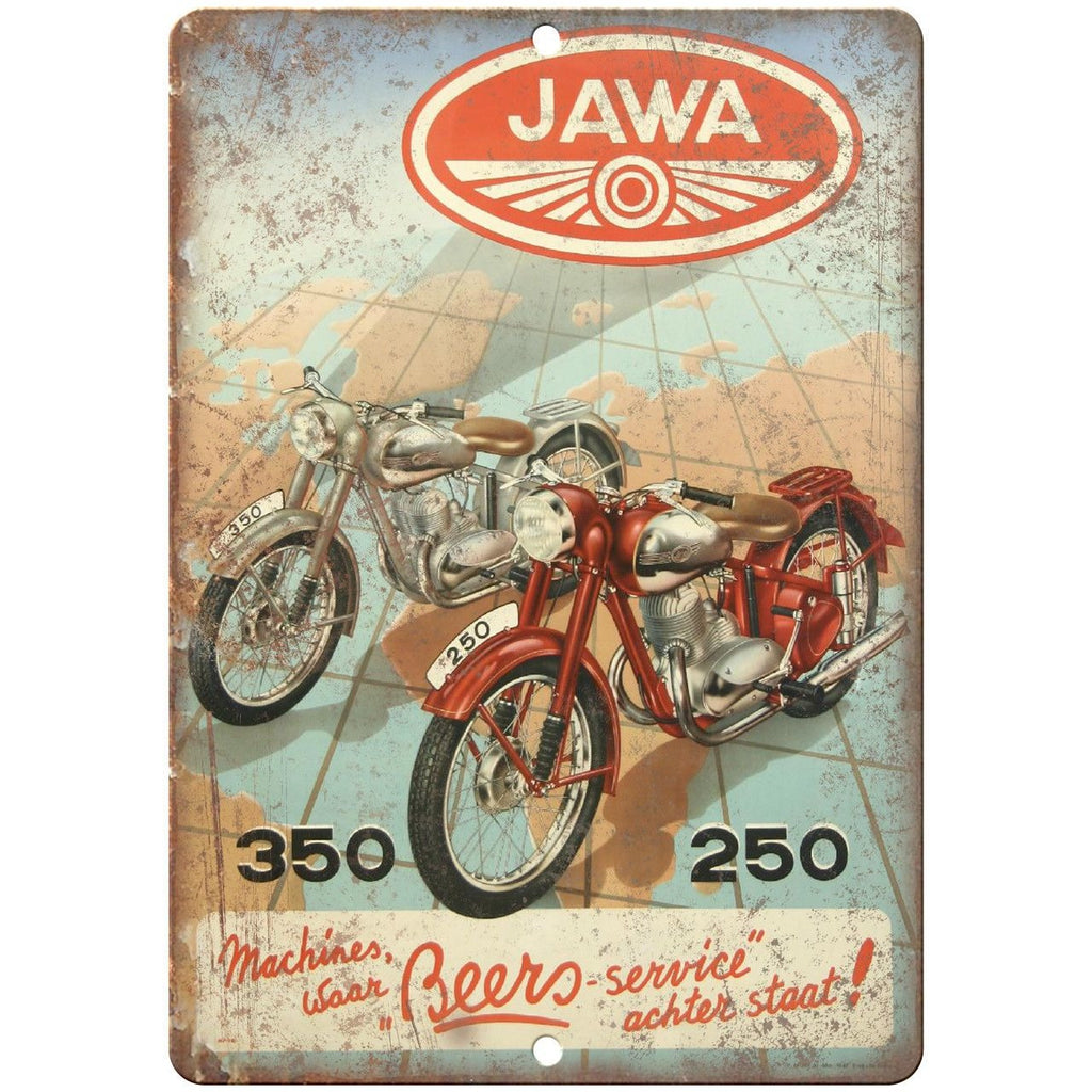 Jawa Vintage Motorcycle Poster RARE 10" x 7" Reproduction Metal Sign F10
