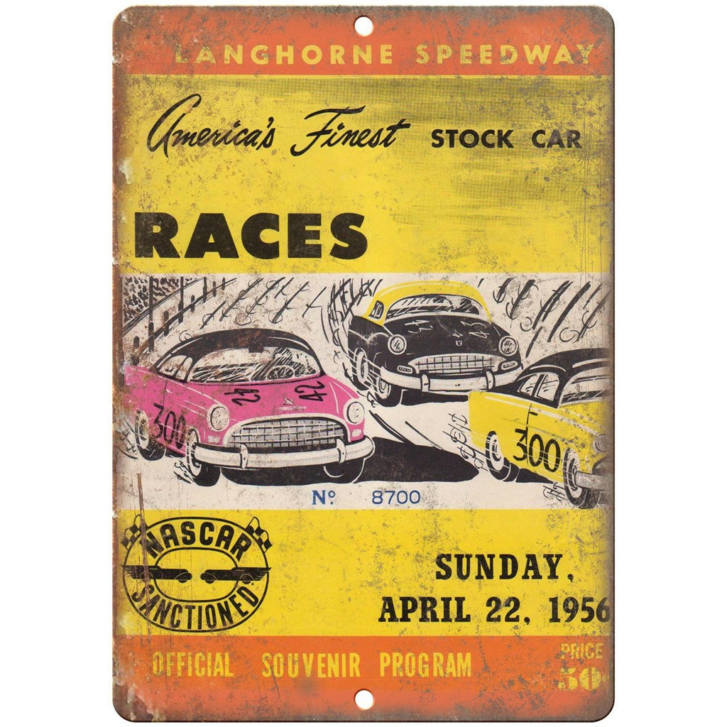 1956 Longhorne Speedway NASCAR Program Cover 10"X7" Reproduction Metal Sign A541