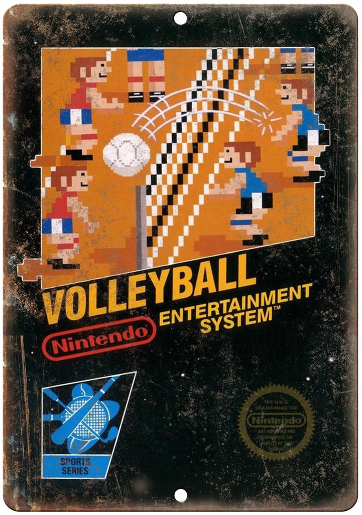 Volleyball Nintendo Cartridge Cover Art Metal Sign