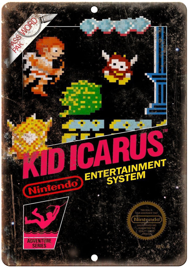 Kid Icarus Nintendo Cartridge Cover Art Metal Sign