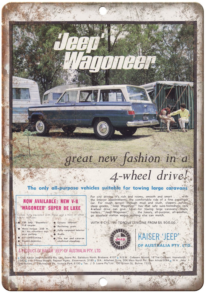 Jeep Wagoneer Kaiser Jeep Vintage Ad Metal Sign