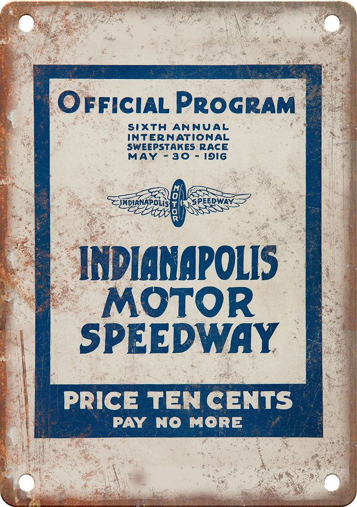 Indianapolis Motor Speedway Program Reproduction Metal Sign