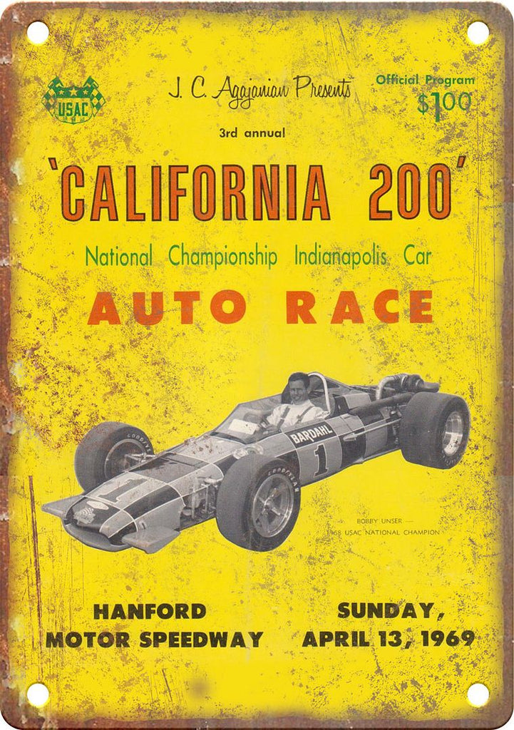 California 200 J. C. Agajanian Racing Reproduction Metal Sign