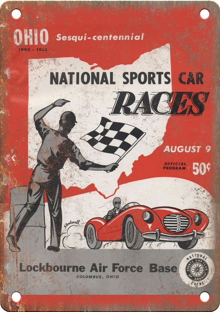 Auto Races Sign Ohio National Sports Car Races Reproduction Metal Sign | Rusty Walls ...