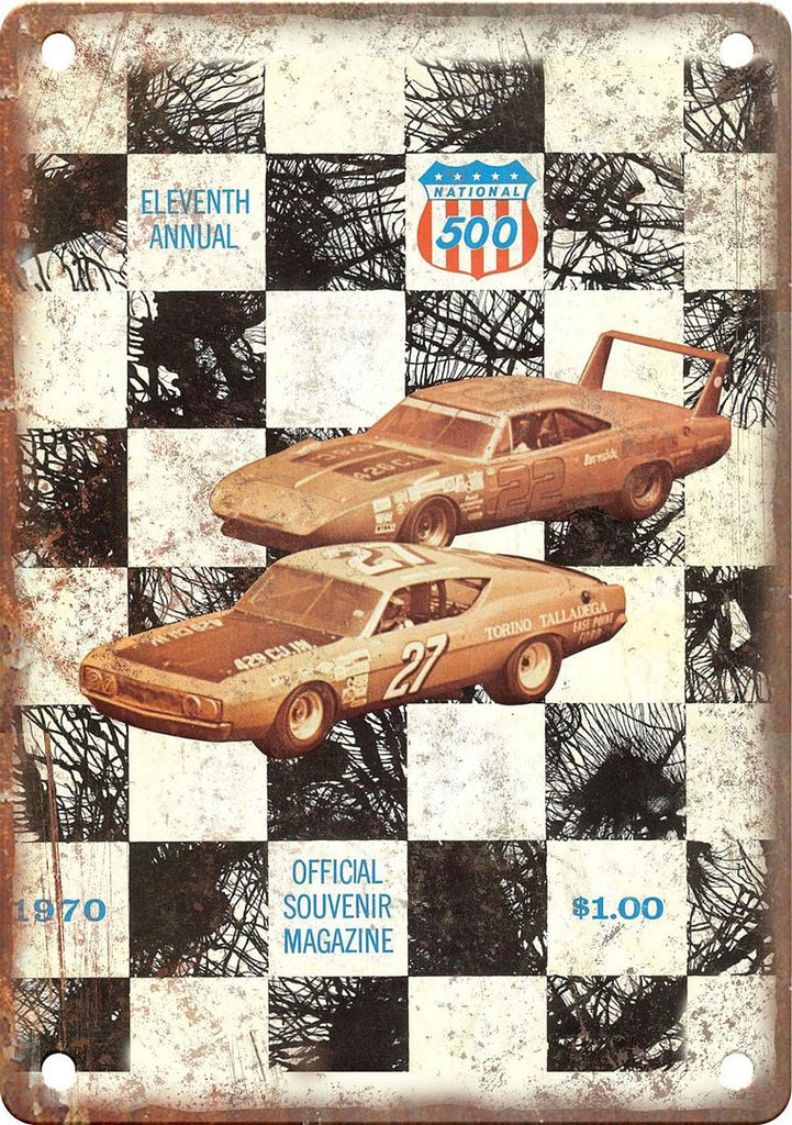1970 Natioanl 500 Racing Program Reproduction Metal Sign