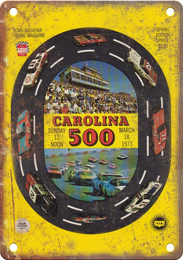 Carolina 500 Racing Magazine Program Reproduction Metal Sign