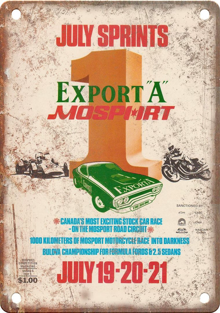 Export A Mosport Stock Car Race Reproduction Metal Sign
