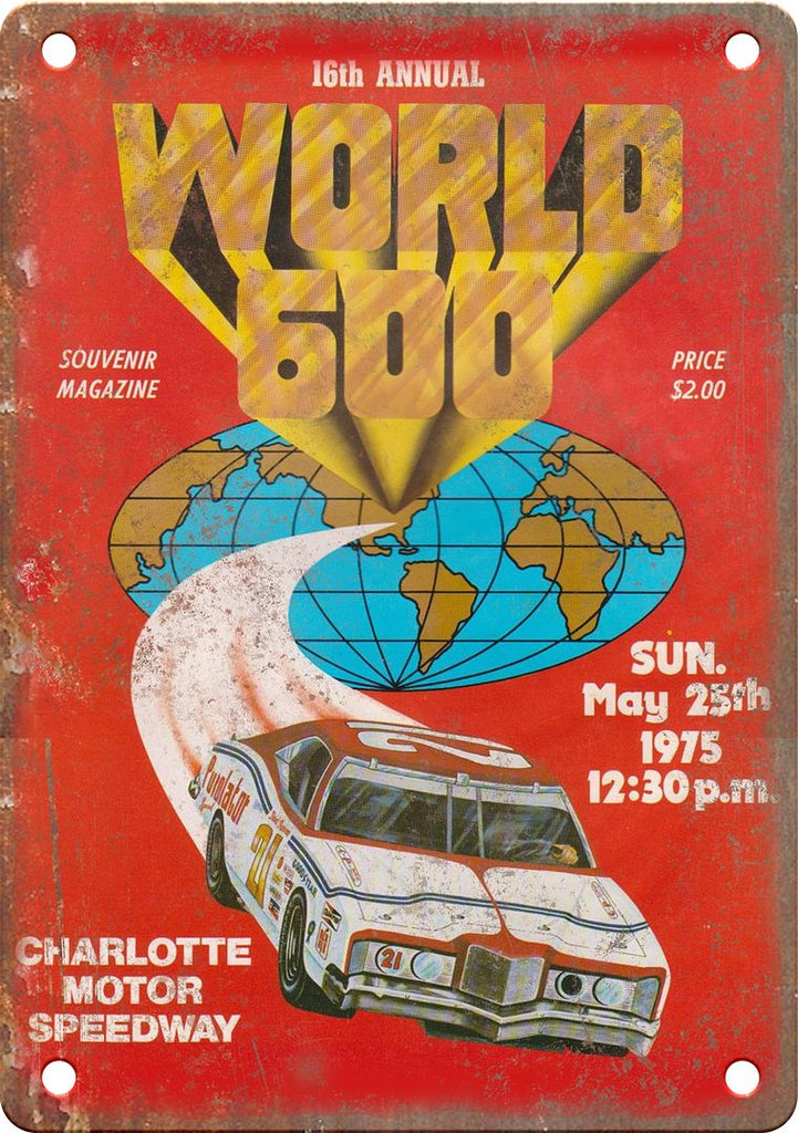 World 500 Charlotte Motor Speedway Reproduction Metal Sign